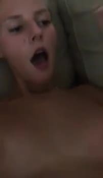 White Skype girl playing with pussy and quick doggystyle