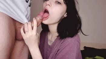 Goth Bigo teen sucking and deepthroating your yummy cock