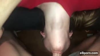 Tiktok Teen in glasses slobbers on his hard cock