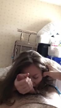 Facial Snapchat cumshot - too much cum she has a hard time with the first blast