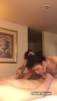 Innocent Tinder teen sucks cock