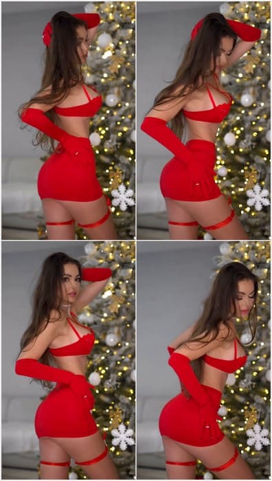 Onlyfans girl Aurolka with hot big boobs in red dress for sex. She is adorable OF star from Poland.