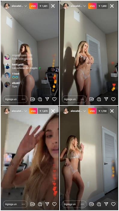 Alexa Dellanos in bikini on leaked video from her instagram. She posing in lingerie and shows her nipples and cameltoe pussy! WOW!