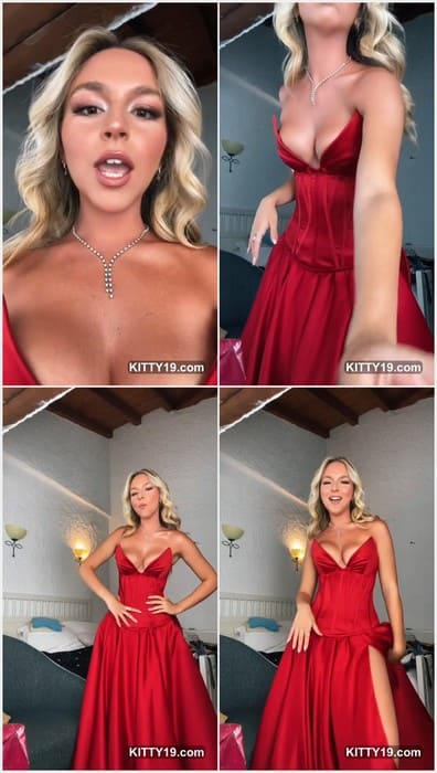 Ela Ersezgin turkish blonde girl in hot red dress and showing her perfect young natural boobs for you! Download it.