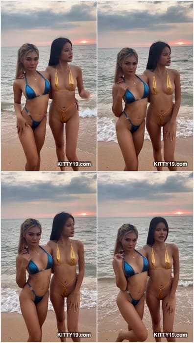 JannyBB thai model and her lesbian girl posing on the beach and waiting cock for sex! Download it now.