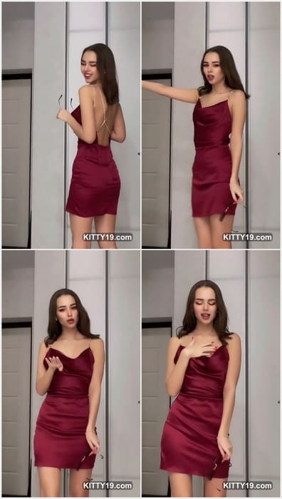 Kris Kaufman instagram young brunette model in sexy red dress. She is perfect babe with beauty body! Download it now.