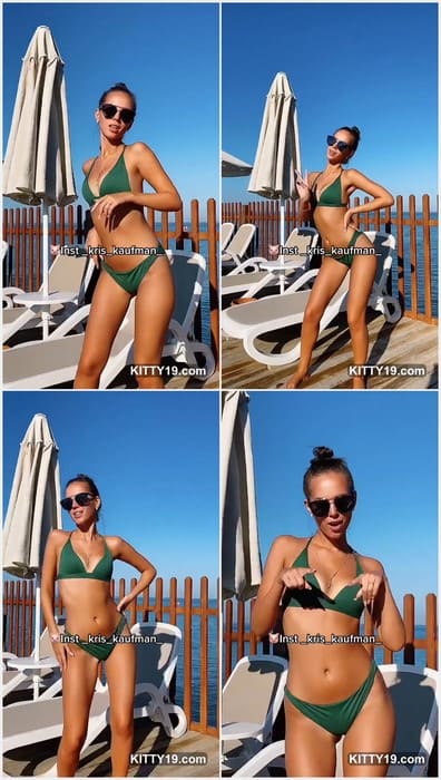 Kris Kaufman instagram leak video in sexy green bikini. Beauty model in hot lingerie. Download it now!