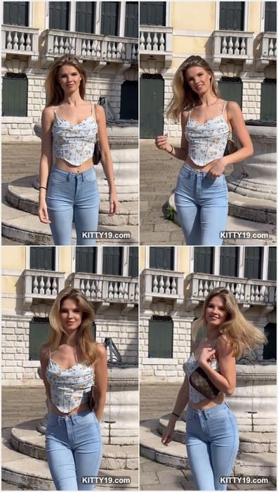 Mariia Arsentieva bikini sexy model in tight jeans posing and waiting her boyfriend! Download it now.