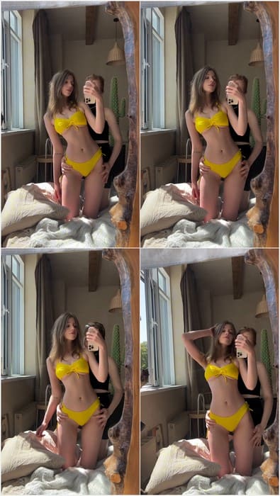 Tero model sexy in yellow bikini and camletoe pussy posing with her lesbian girl. Download it video and enjoy buddy!