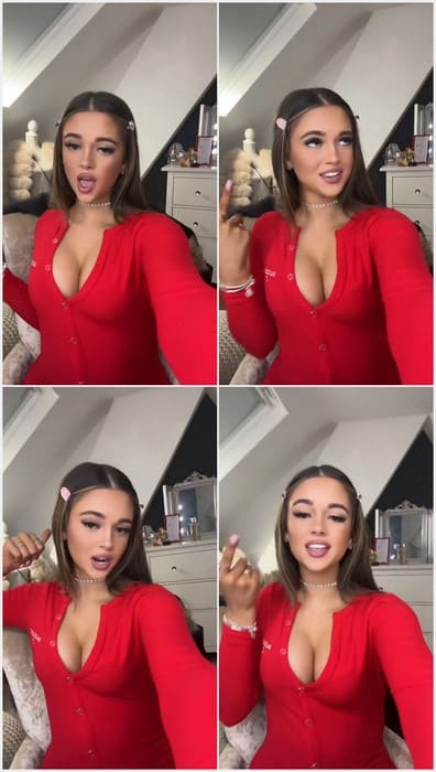 Daizie Johnson leak video with pretty boobs and sexy red dress. Beauty girl from USA on leaked tiktok private video.