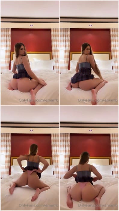 Emarr B porn star and naked model posing in bedroom with naked ass. Incredible big european ass after fit. Download it and fuck her hard.