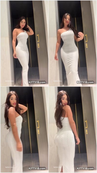 Esterbron onlyfans bigger ass model with virgin pussy in sexy white tight dress posing without panties! She is hot!