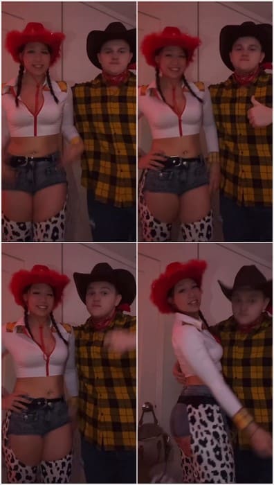 Azalea Carey dancing with her boyfriend in mini jeans. She loves take off panties and posing without them! PERFECT!