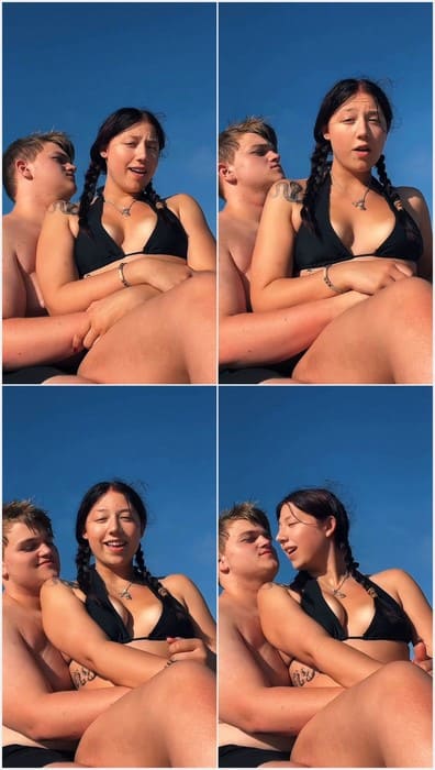 Azalea Carey bikini posing with boyfriend on the boat. Her perfect tits good boucing and she need touch by her boyfriend!