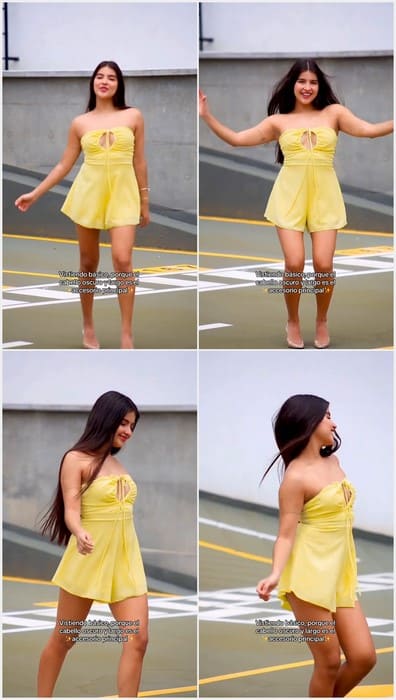 Alexandra Villanueva model in sexy yellow dress dancing and bouncing her young tits for you! Download it now buddy absolutly free.