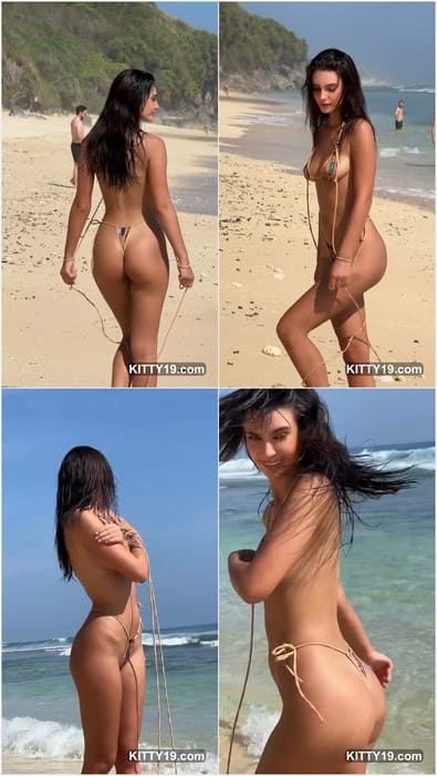 Lenniiez tits and mini bikini posing. Her pussy in sexy wet and dirty panties smell hot after beach. She need sex right now! I know her.