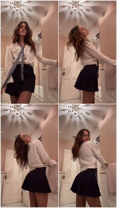 Pilot Paisley-Rose nude model posing in skirt but without panties. I check her pussy and she is virgin. Incredible!