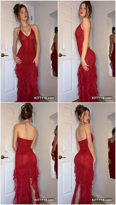 Solveyyyy nude stuns in a sleek satin slip, her curves catching the light with every move — elegance meets raw allure in every step.