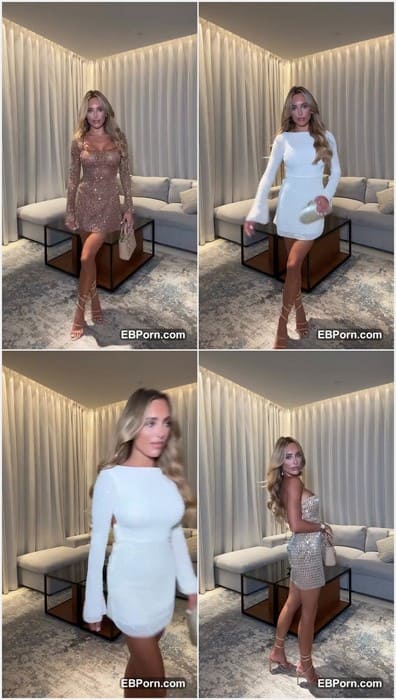 Amberturnerx sexy blonde model with amazing legs posing in hot dress and without panties. Yes, she take off her panties now!