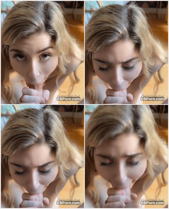 Cloconut naked sucking dick. Wow, rare leak video with cock in mouth and cumshot on her face! Download it leak video.