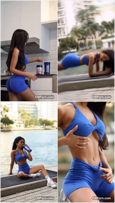 Aneeqa Farid model in sexy blue bikini posing without bra and her pussy so wet and juicy today! Adorable girl.