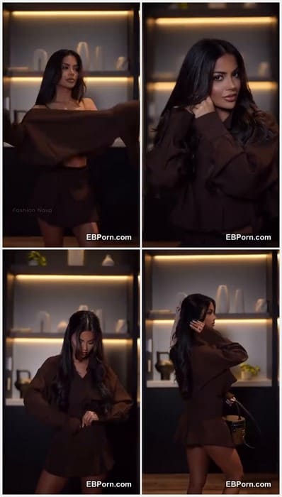 Aneeqa Farid nude brunette girl in amazing t-short show her fit body and wet pussy in brown panties! Amazing girl, wow!