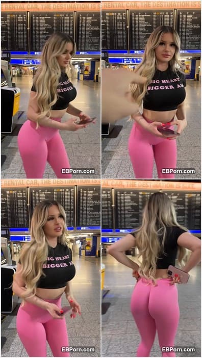 Barbie Stella anal so hot and pussy fucking lover blonde. She is posing in airport and ready for blowjob in toilet.