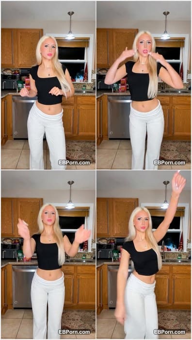 Jordynne Hahn nude sexy blonde dancer without panties but in pants. Sexy girl with adorable small tits dancing on leaks.