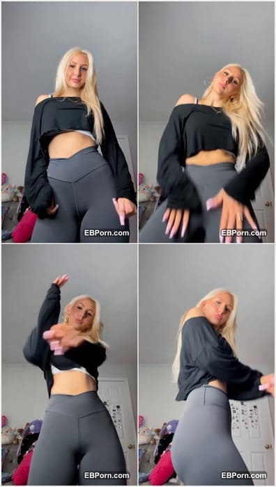 Jordynne Hahn bikini lover girl in sexy yoga pants and without panties posing. Adorable blonde girl! Get it leak now.