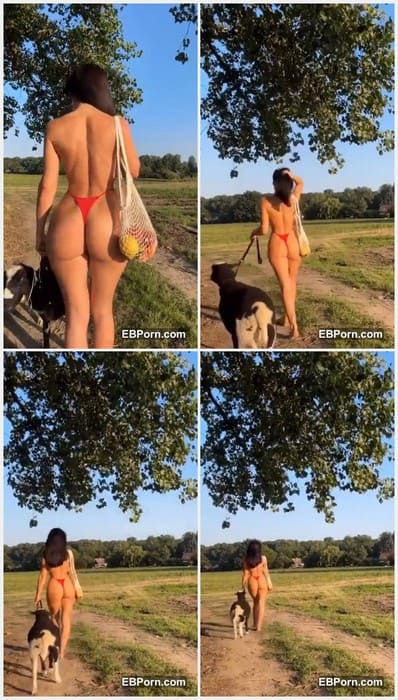 Kristyna Sixtova onlyfans leaks with amazing her ass in red bikini. Beauty brunette girl posing and show her asshole for fans.