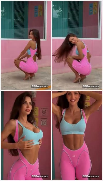 Inna Aminova bikini model show her tight pussy without panties but in pants. Her pants so wet before sex with you, buddy!