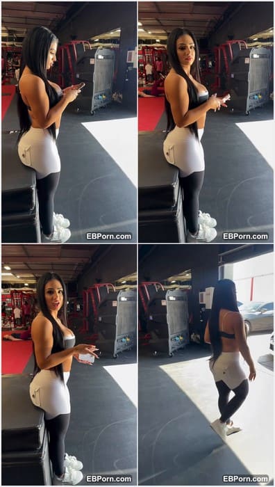 Nadiaskhar hot brunette girl with adorable ass in sexy pants posing in gym after hard anal sex. Yeah, her ass was destroy.