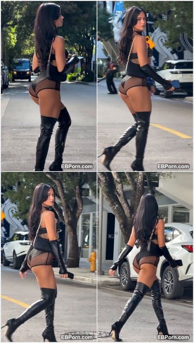 Sabrina Tutusaus leaked video with her adorable sexy ass and legs while she walking on the street in short leather pants!