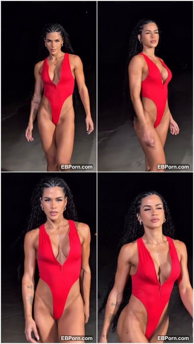 Etila Santiago topless brunette walking in bikini and show her perfect fitness body without panties. Pussy so juicy and dirty.