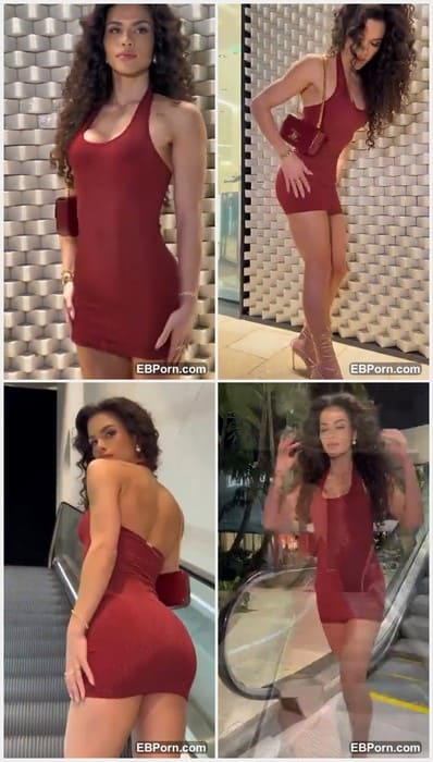 Etila Santiago hot brunette in red dress walking in store and finding big dick with full sperm balls. Can you help for Etila?