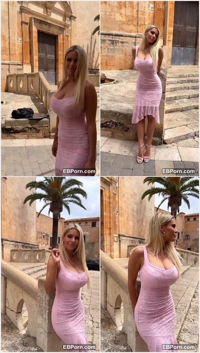 Fleur Conradi topless blonde in Rome. She forget her bra in hotel room after hardcore fuck with italian guy and posing with nude tits