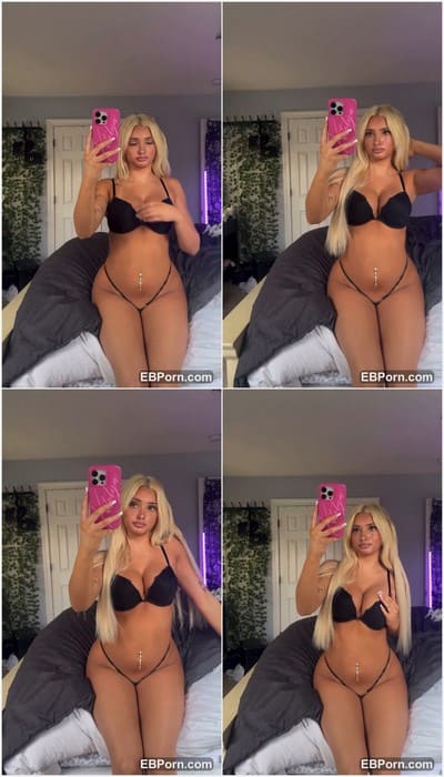 Katie Morales topless blonde sitting on bed and recording nude video for her sugardaddy. He pair 100 bucks for nude video and we leak it!