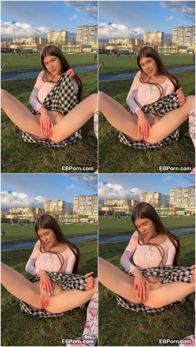 Marichka hot and cute girl rubbing her cunt on full leaked video! Sexy and nude Marichka in public park in Russia