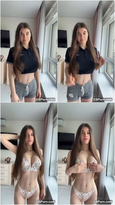 Marichka naked 19 yo Russian girl with natual BIG tits and amazing slim pussy in dirty panties posing on leak video!