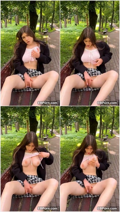 Marichka naked tits show and pussy rubbing in public Moscow park! Extreme babe with natural tits and wet pussy on leak Marichka of video