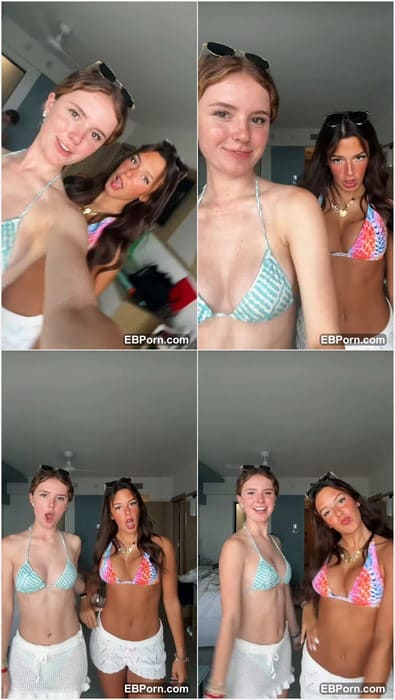 Reese Zilmerrr topless sexy girls with adorable tits in bikini. Hot and cute influencers with hot legs in skirt! WOW!