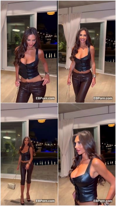 Aetaraa bikini lover girl posing in leather pants and show her awesome big boobs in tight t-short! WOW