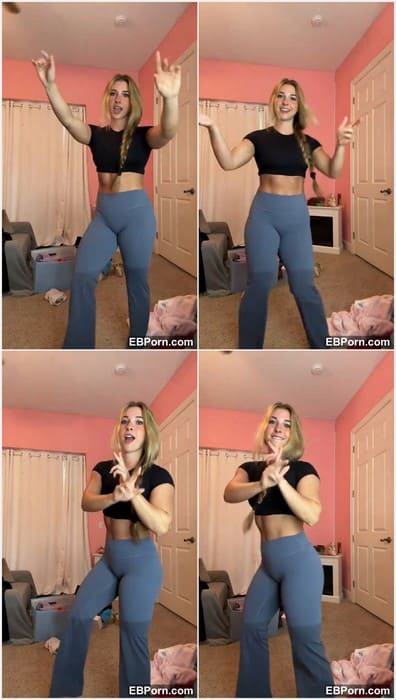 Allie Brink ass in tight yoga pants with honey fitness pussy and small natural boobs. Beauty and hottie