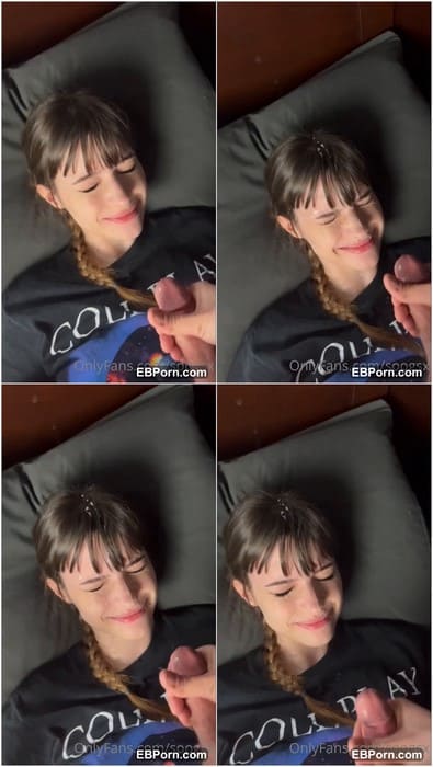 Soogsx xxx video with cum shoooot on her cute face. Awesome girl with angel face get facial and cum in mouth, lips and face! She is rich