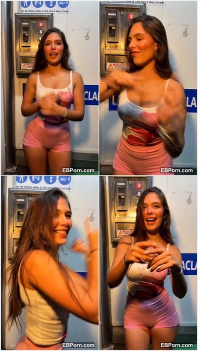Steisy Malibu instagram influencer with hot tits and pussy in pink pants. Cameltoe pussy with wet lips! Download and touch her cunt