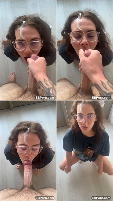 Suck-a-saurus onlyfans leak video with her cute face and facial on lips. Her glasses so dirty now and she wants more sperm!