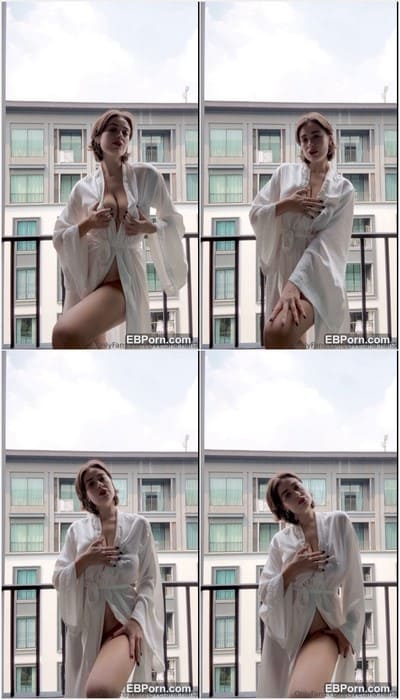 Tsvetana onlyfans leak video with her awesome big tits. Sexy model posing on balcony and flash her good boobs for fans!