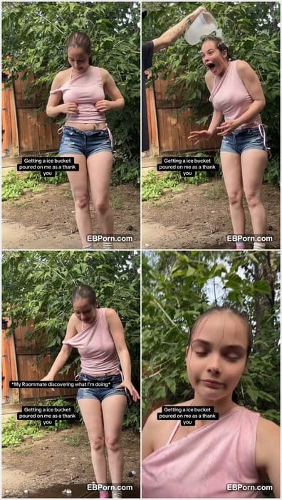 Clumsyori blowjob lover babe full nude and wet in garden after summer shower. Sexy babe and her natural tits so amazing!