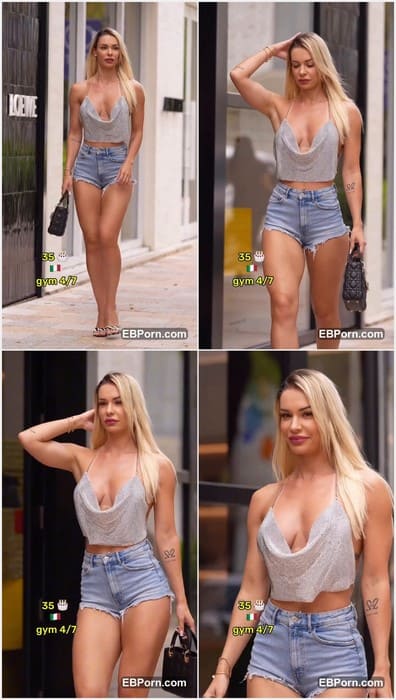 Danila Cattani topless onlyfans model walking in mini jeans without her panties and finding new boyfriend for anal sex