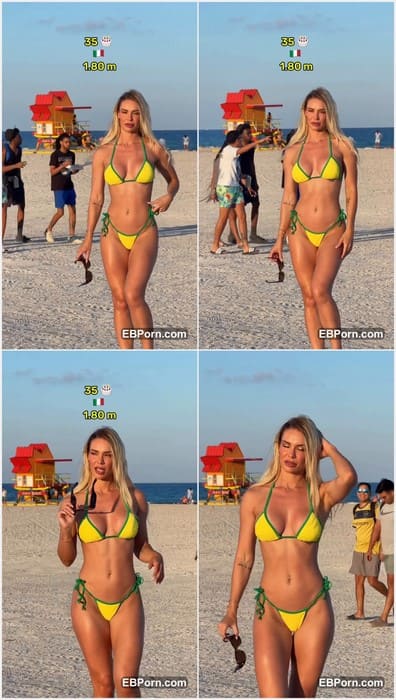 Danila Cattani sextape blonde girl posing on the Mexico beach in new small bikini and wait evening for hard sex! Enjoy buddy